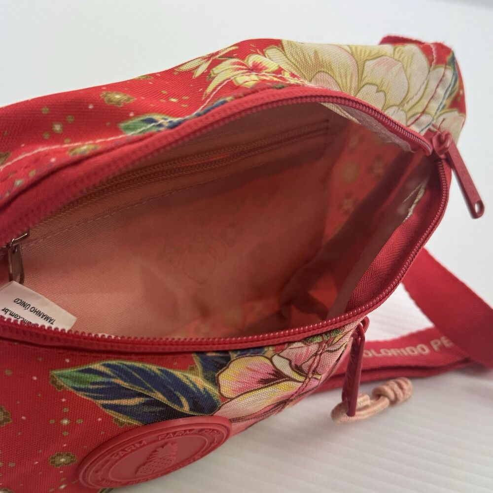 FARM Rio Pochete Fanny Pack Red Floral Waist Belt Bag Colorido Pelo Sol Rare - Picture 16 of 16